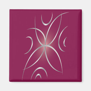 Aimant Argent sur magenta