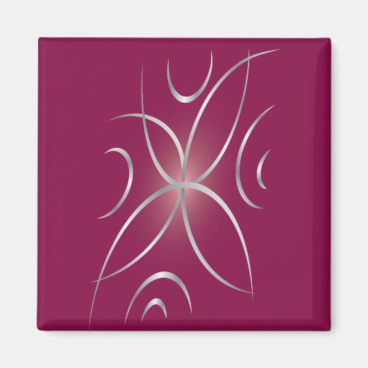 Aimant Argent sur magenta (Devant)