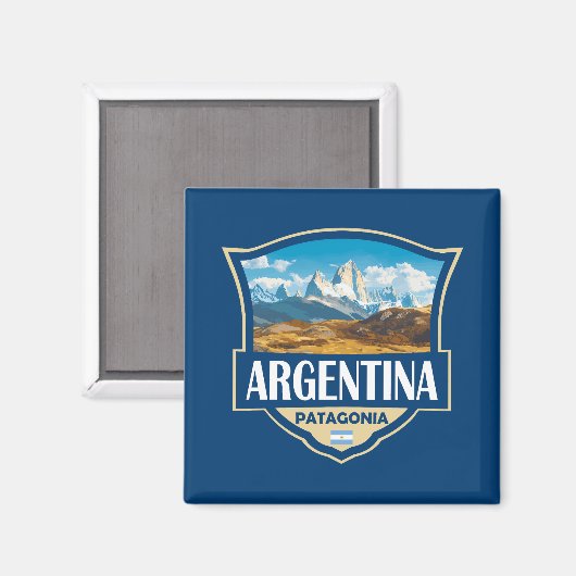 Aimant Argentina Illustration Retro Badge (Recto/Verso)