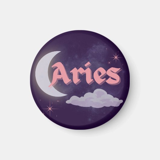 Aimant Aries Céleste esthétique Lune Cloud Stars Design (Devant)