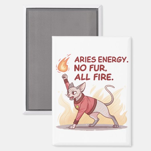 Aimant Aries Energy Sphynx Cat No Fur All Fire Art (Recto/Verso)