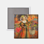 Aimant Aries Orange Woman : Collage d'art antique gothiqu (Recto/Verso)