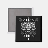 Aimant Aries Skull Wicca Occulte Crescent Moon Witchcraft (Recto/Verso)