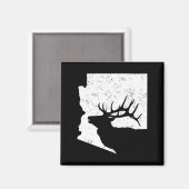 Aimant Arizona Elk Chasse Bull Elk AZ Forme d'état (Recto/Verso)