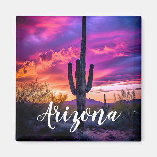 Aimant Arizona Saguaro Cactus Sud-Ouest Désert Sunset