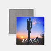 Aimant Arizona Saguaro Cactus Sunset Souvenir Voyage (Recto/Verso)