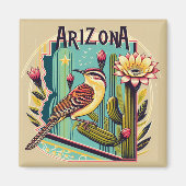Aimant Arizona State Flower and Bird Cactus Wren (Devant)