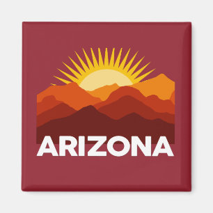 Aimant Arizona Vintage Retro Coucher de soleil Montagne R
