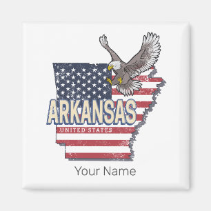 Aimant Arkansas États-Unis Carte Retro Vintage USA