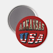 Aimant Arkansas Picture et USA Flag Text (Recto/Verso)