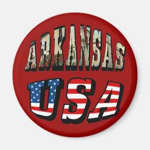 Aimant Arkansas Picture et USA Flag Text
