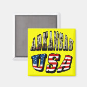 Aimant Arkansas Picture et USA Flag Text (Recto/Verso)