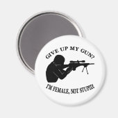 Aimant Arme-fille blanche pas Stupide (Recto/Verso)
