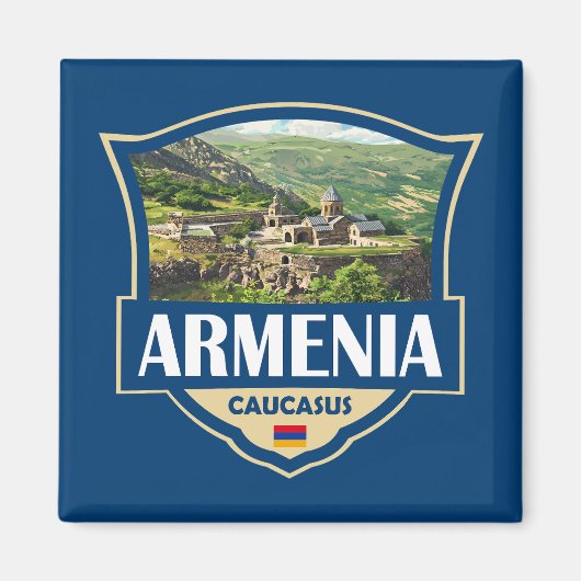 Aimant Armenia Illustration Retro Badge (Devant)