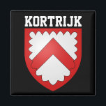 Aimant Armoiries de Kortrijk, Belgique<br><div class="desc">Kortrijk (Flamand occidental : Kortryk ou Courtrai; Français : Courtrai; Latin : Cortoriacum),  parfois connu en anglais comme Courtrai ou Courtray est une ville et municipalité belge dans la province flamande de Flandre occidentale.</div>