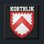 Aimant Armoiries de Kortrijk, Belgique<br><div class="desc">Kortrijk (Flamand occidental : Kortryk ou Courtrai; Français : Courtrai; Latin : Cortoriacum),  parfois connu en anglais comme Courtrai ou Courtray est une ville et municipalité belge dans la province flamande de Flandre occidentale.</div>