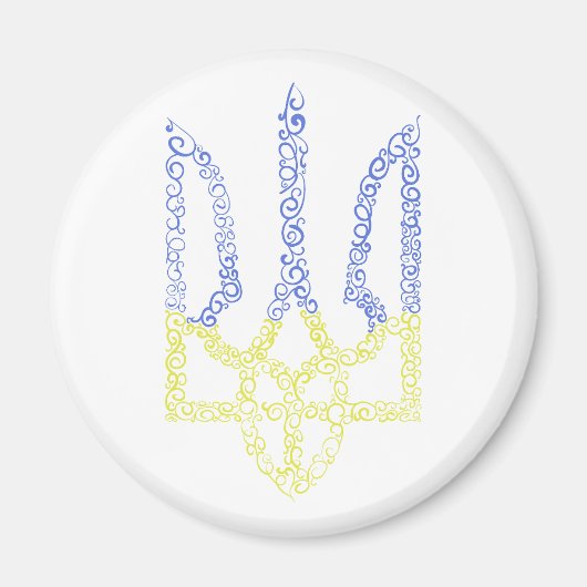Aimant Armoiries de l'Ukraine trident motif de la spirale (Devant)