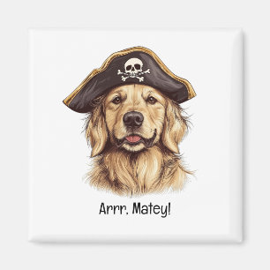 Aimant Arr Matey Pirate Golden Retriever Chien Crâne