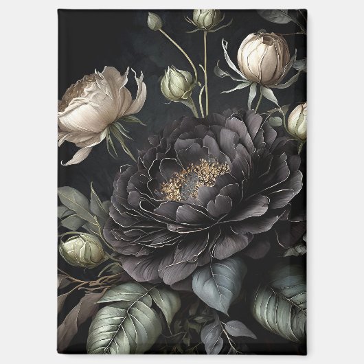 Aimant Arrangement gothique Rose Fleur noire (Recto)