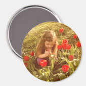 Aimant arrêter et sentir l'aimant rond des tulipes (Recto/Verso)