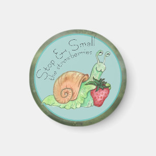 Aimant Arrêter et sentir l'escargot des fraises