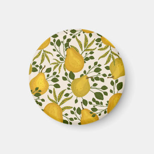 Aimant Arrière - plan blanc Feuille de poires jaunes