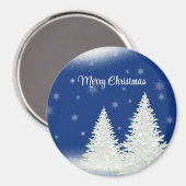 Aimant Arrière - plan Bleu Avec Arbre De Noël (Recto/Verso)
