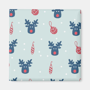 Aimant Arrière - plan bleu avec Rudolph et balles de Noël