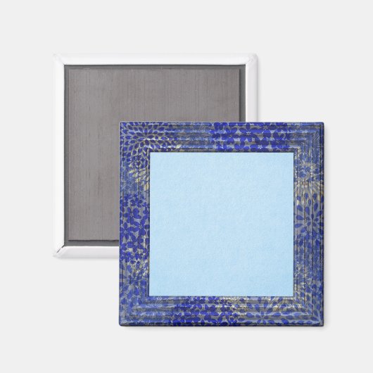Aimant Arrière - plan bleu pastel, cadre bleu moyen (Recto/Verso)