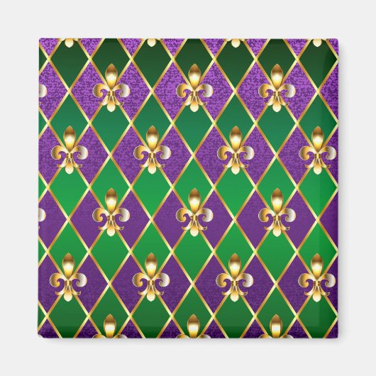 Aimant Arrière - plan de bijoux Mardi Gras (Devant)