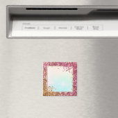 Aimant Arrière - plan de cadre de confetti rose et or bri (In Situ (Lave-vaisselle))