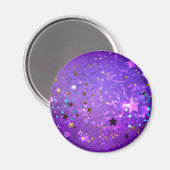 Aimant Arrière - plan de feuille violet avec étoiles (Recto/Verso)