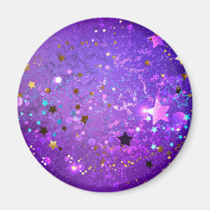 Aimant Arrière - plan de feuille violet avec étoiles