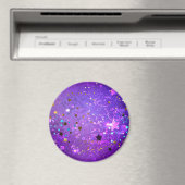 Aimant Arrière - plan de feuille violet avec étoiles (In Situ (Lave-vaisselle))