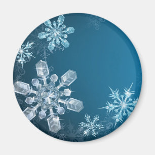 Aimant Arrière - plan de flocon de Noël bleu