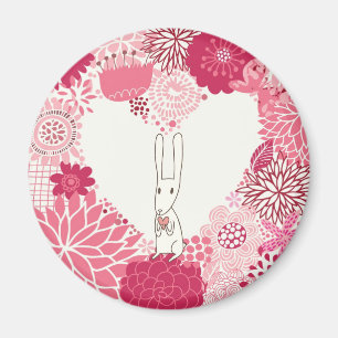 Aimant Arrière - plan floral romantique avec le lapin