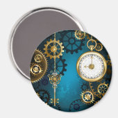 Aimant Arrière - plan turquoise à vapeur avec engrenages (Recto/Verso)