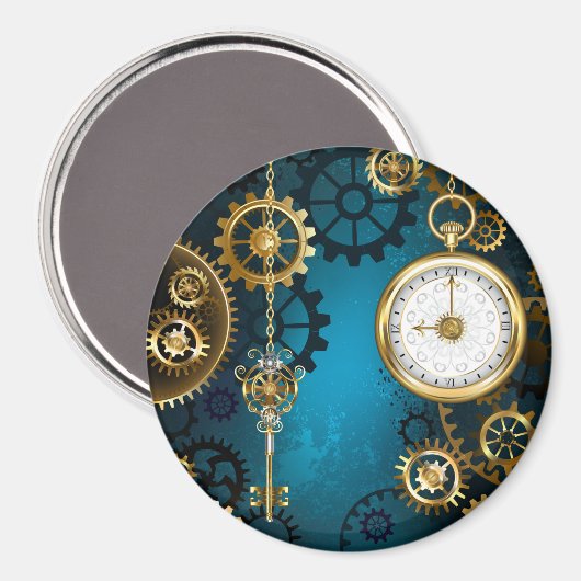Aimant Arrière - plan turquoise à vapeur avec engrenages (Recto/Verso)