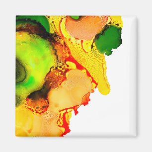Aimant art Abstrait alcool encre jaune vert