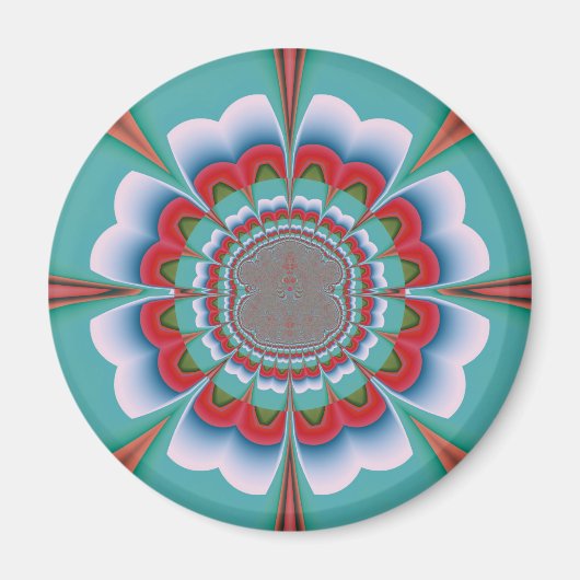 Aimant Art abstrait de mandala psychédélique rétro en fle (Devant)