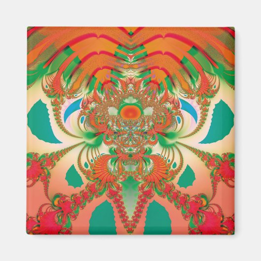 Aimant Art abstrait fractal de hibou rouge (Devant)