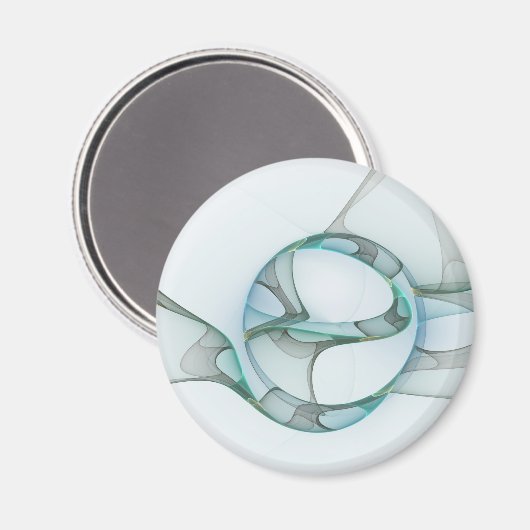 Aimant Art Abstrait moderne Fractal Bleu Turquoise Gris (Recto/Verso)