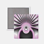 Aimant Art Abstrait moderne Fractal rose Gris noir (Recto/Verso)