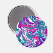 Aimant Art Abstrait rose et bleu (Recto/Verso)