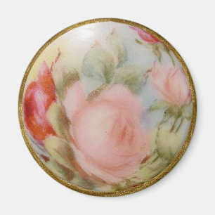 Aimant Art antique de bouton de porcelaine, roses