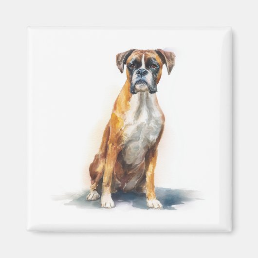 Aimant Art aquarelle de chien Boxer (Devant)