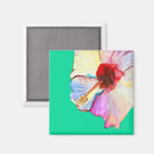 Aimant art aquarelle d'hibiscus d'été (Recto/Verso)
