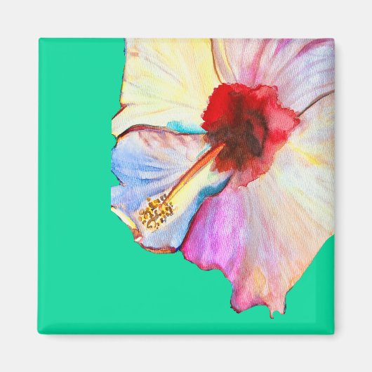 Aimant art aquarelle d'hibiscus d'été (Devant)