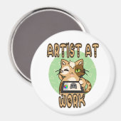 Aimant Art at work cute cat design (Recto/Verso)