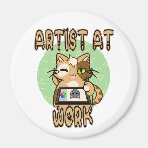 Aimant Art at work cute cat design